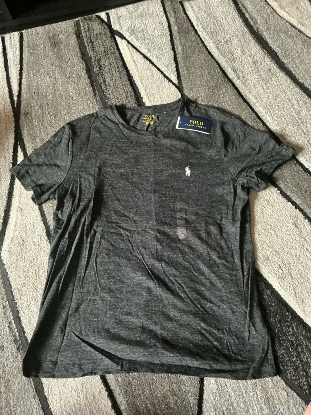 Size Medium - Polo Ralph Lauren Heather Black Cotton Short Sleeve Tee Shirt